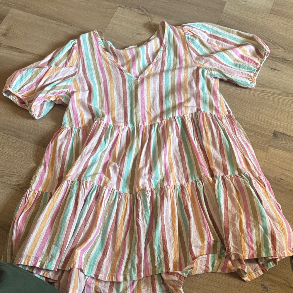 Women’s' Pastel Multi-Stripe Tiered Dress